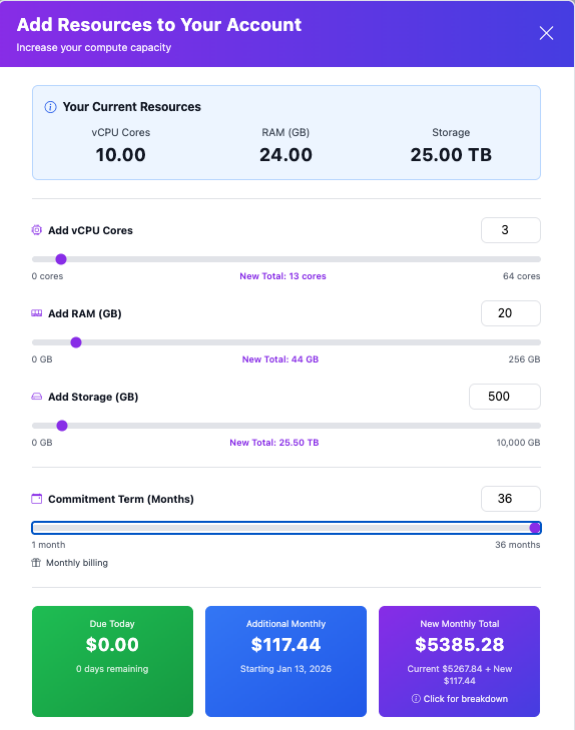 Resource pool management dashboard
